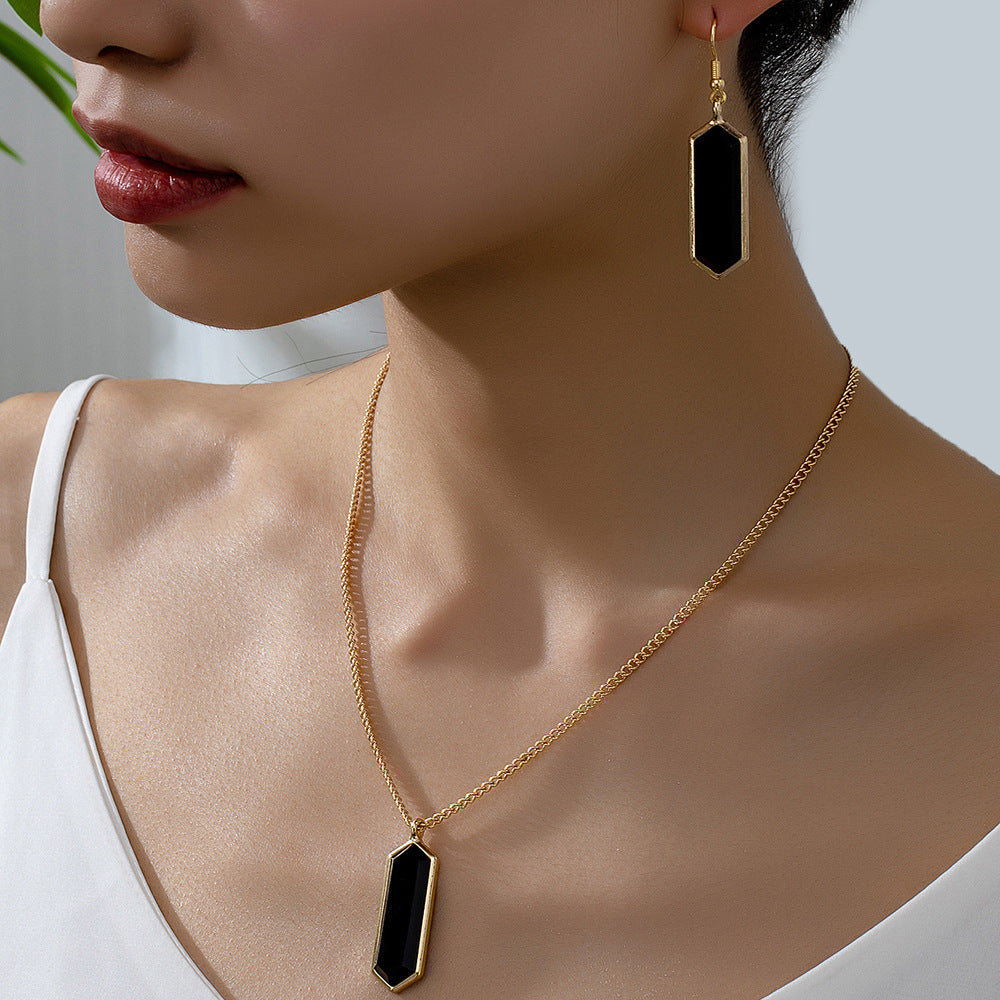 Square Vintage Minimalist Necklace and Earrings