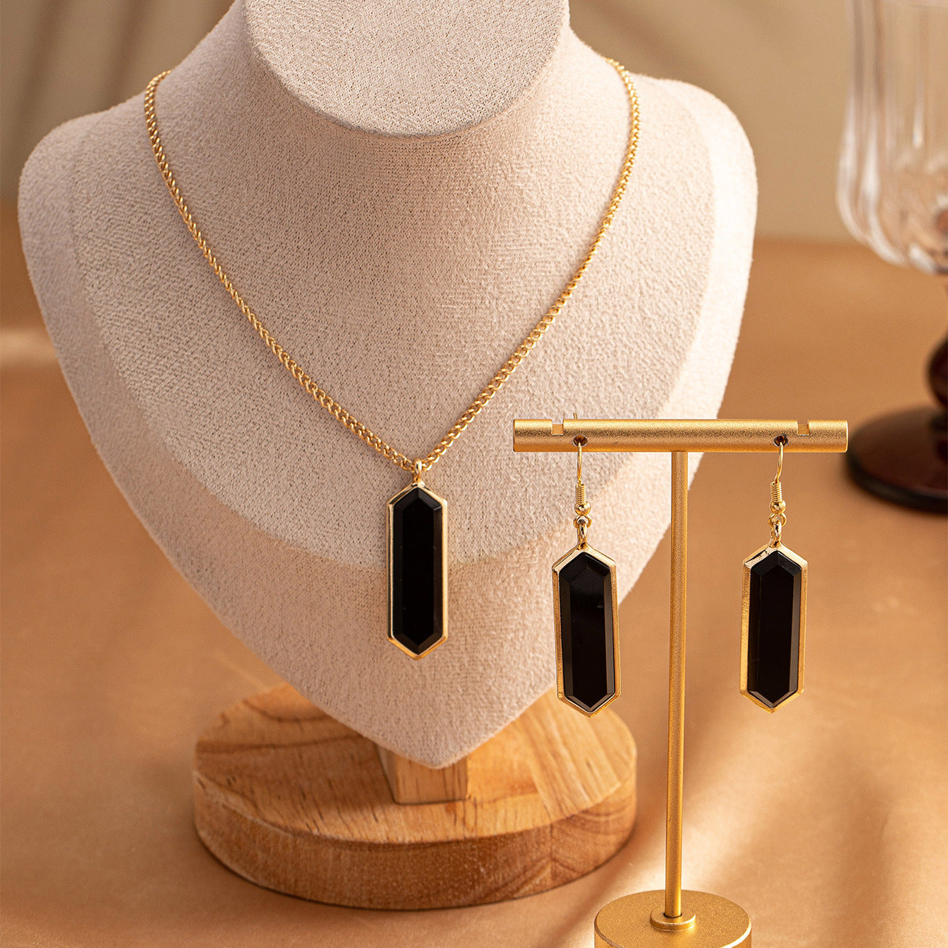 Square Vintage Minimalist Necklace and Earrings