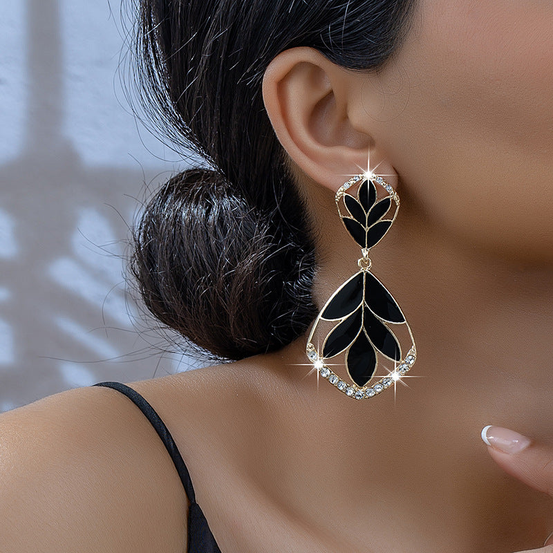 Enamel Leaf Earrings