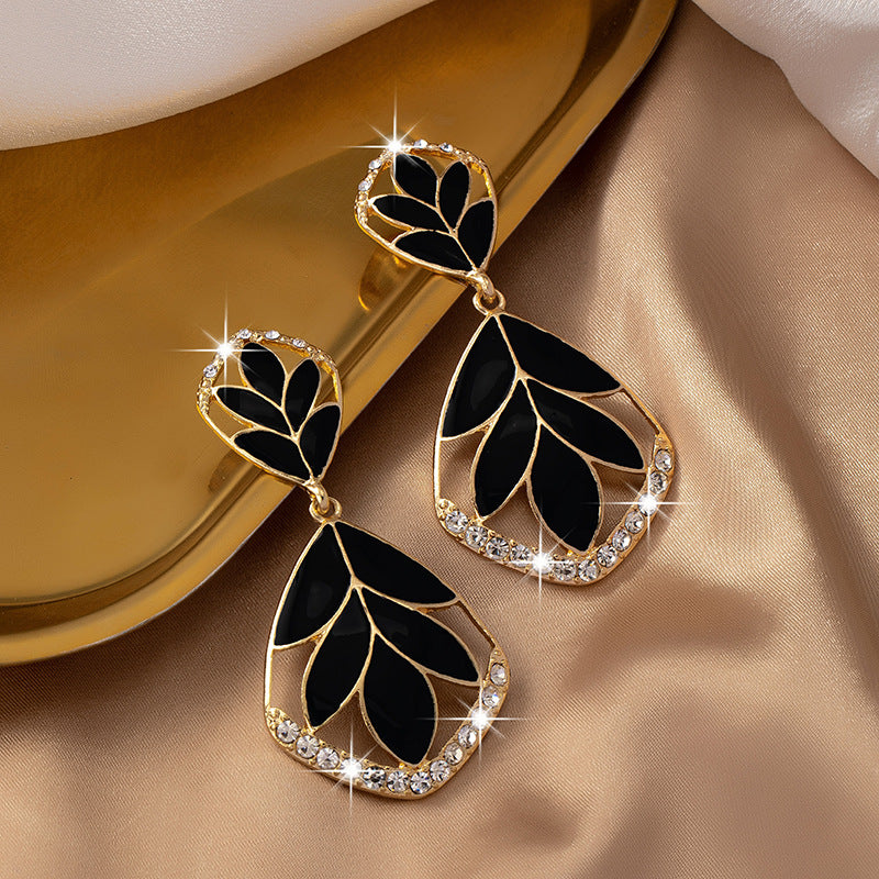 Enamel Leaf Earrings